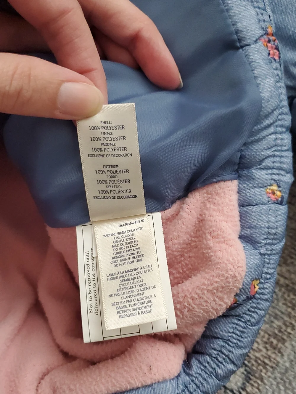 Oshkosh B'gosh Toddler Girls Blue Floral Hooded Winter Jacket Coat Sz2T
